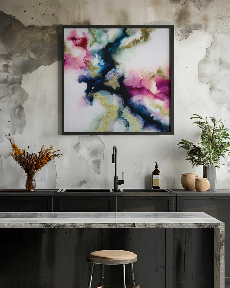 Fluid Golden Colors - Square Stretched Canvas, Poster or Fine Art Print - I Heart Wall Art - Poster Print, Canvas Print or Framed Art Print