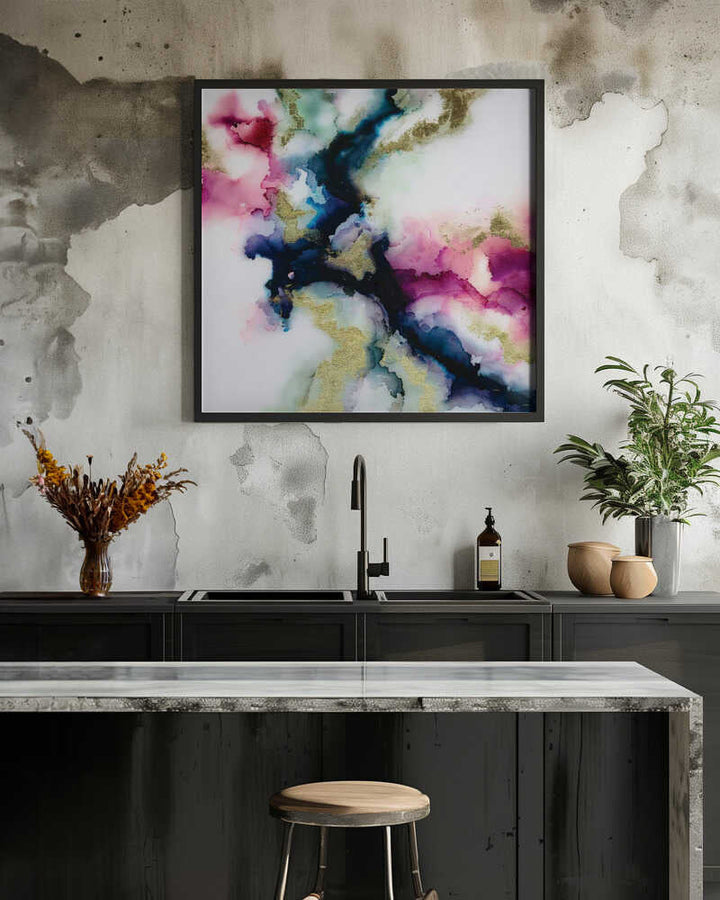 Fluid Golden Colors - Square Stretched Canvas, Poster or Fine Art Print - I Heart Wall Art - Poster Print, Canvas Print or Framed Art Print