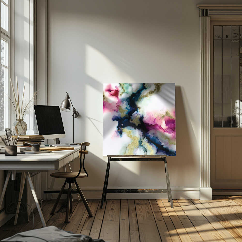 Fluid Golden Colors - Square Stretched Canvas, Poster or Fine Art Print - I Heart Wall Art - Poster Print, Canvas Print or Framed Art Print