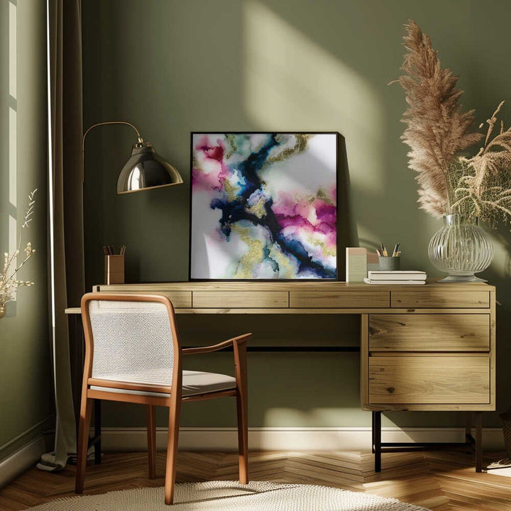 Fluid Golden Colors - Square Stretched Canvas, Poster or Fine Art Print - I Heart Wall Art - Poster Print, Canvas Print or Framed Art Print