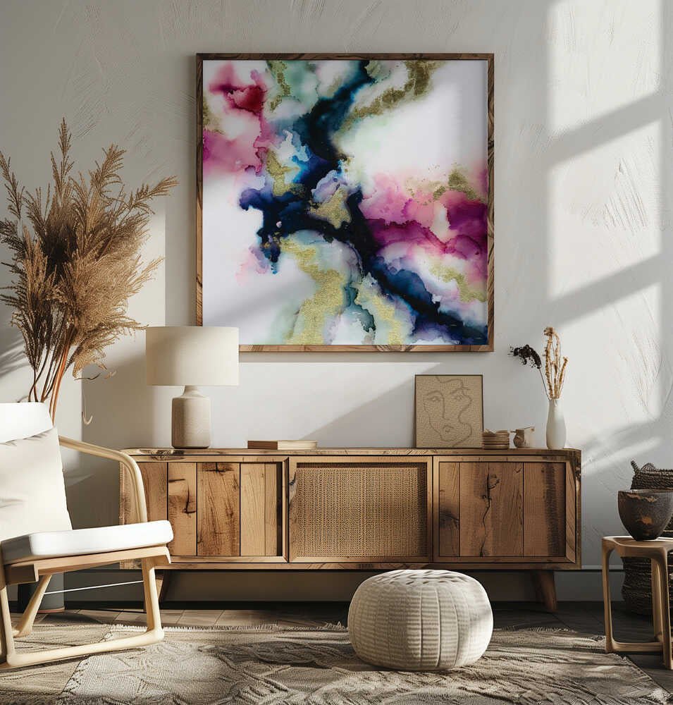 Fluid Golden Colors - Square Stretched Canvas, Poster or Fine Art Print - I Heart Wall Art - Poster Print, Canvas Print or Framed Art Print