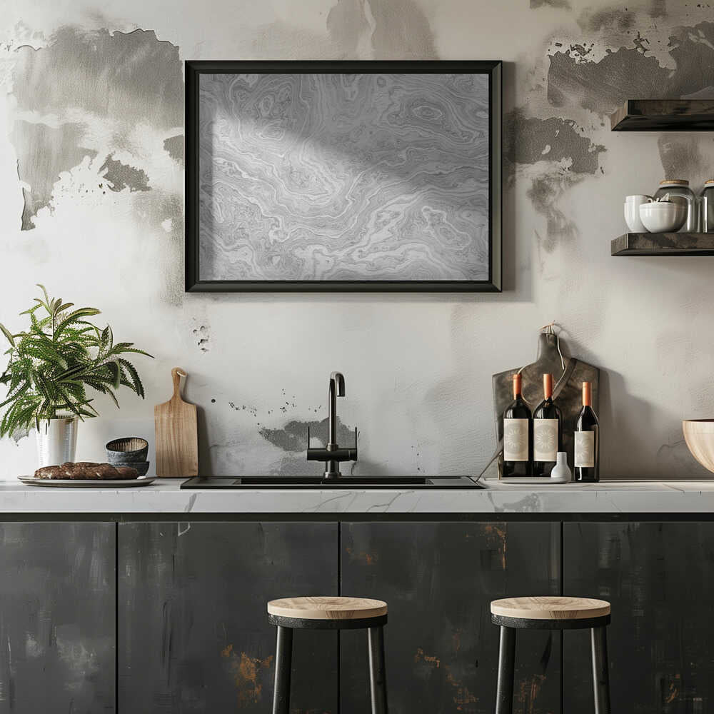 Fluid Grey Marble - Stretched Canvas, Poster or Fine Art Print - I Heart Wall Art - Poster Print, Canvas Print or Framed Art Print