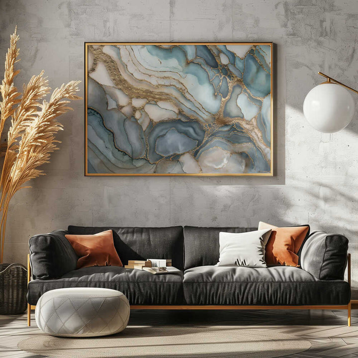 Fluid Teal Gold Abstract - Stretched Canvas, Poster or Fine Art Print - I Heart Wall Art - Poster Print, Canvas Print or Framed Art Print