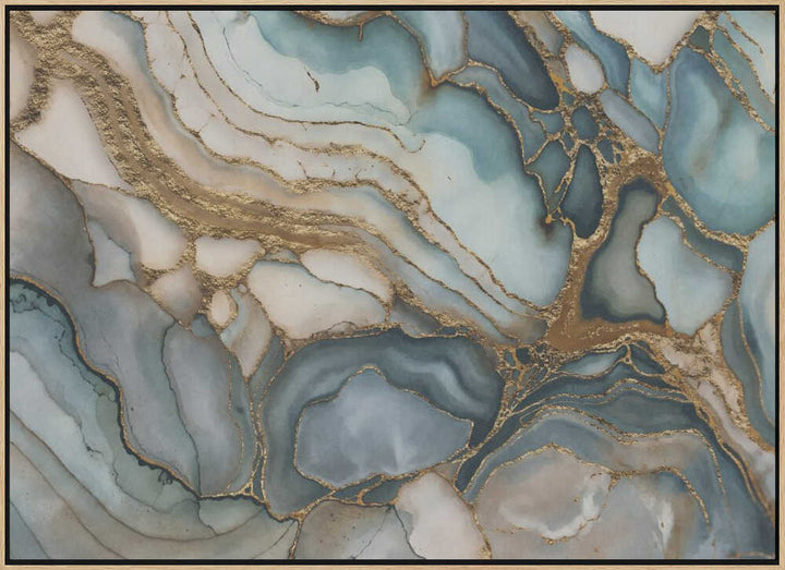 Fluid Teal Gold Abstract - Stretched Canvas, Poster or Fine Art Print - I Heart Wall Art - Poster Print, Canvas Print or Framed Art Print