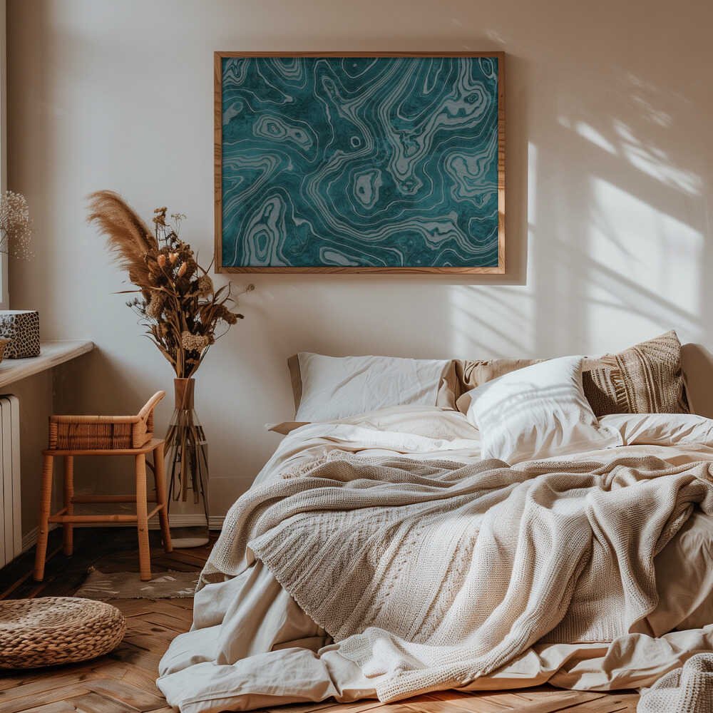 Fluid Turquoise Pattern - Stretched Canvas, Poster or Fine Art Print - I Heart Wall Art - Poster Print, Canvas Print or Framed Art Print