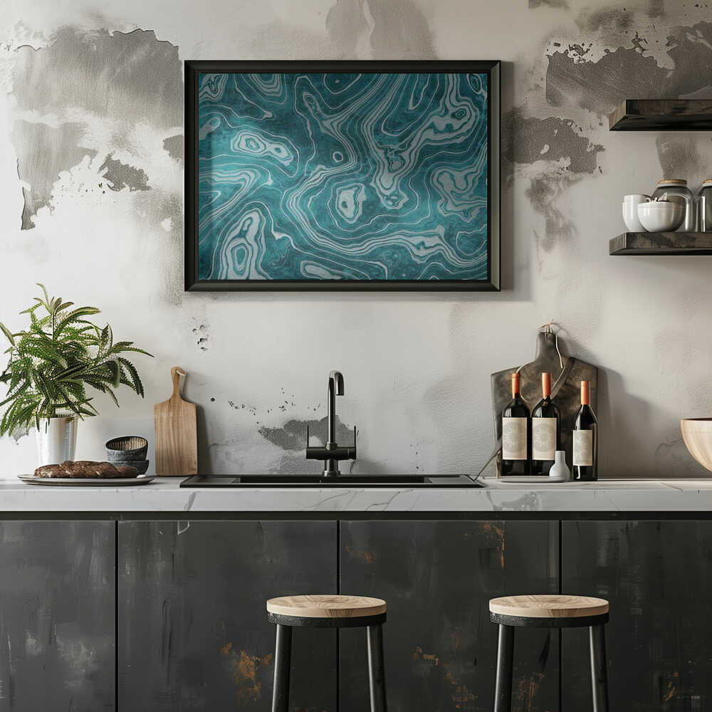 Fluid Turquoise Pattern - Stretched Canvas, Poster or Fine Art Print - I Heart Wall Art - Poster Print, Canvas Print or Framed Art Print