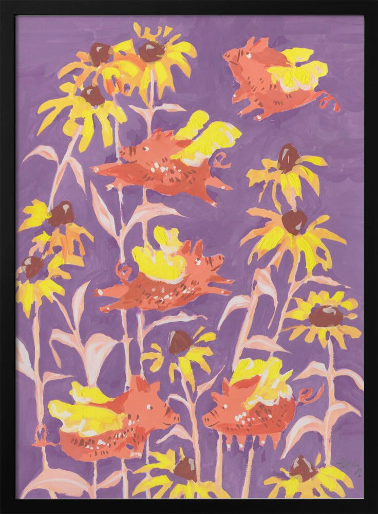 Flying Piglets - Stretched Canvas, Poster or Fine Art Print I Heart Wall Art