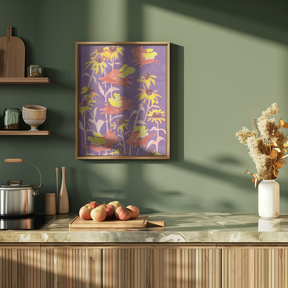 Flying Piglets - Stretched Canvas, Poster or Fine Art Print I Heart Wall Art