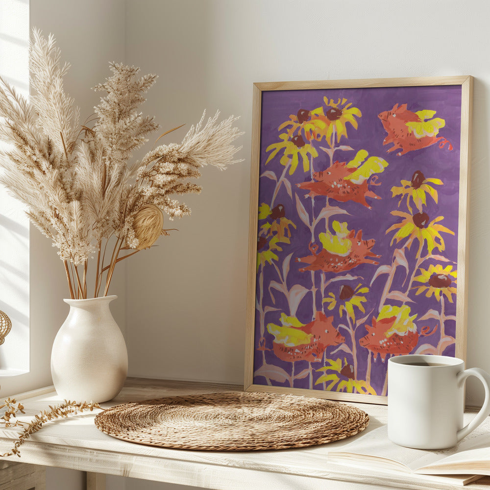 Flying Piglets - Stretched Canvas, Poster or Fine Art Print I Heart Wall Art
