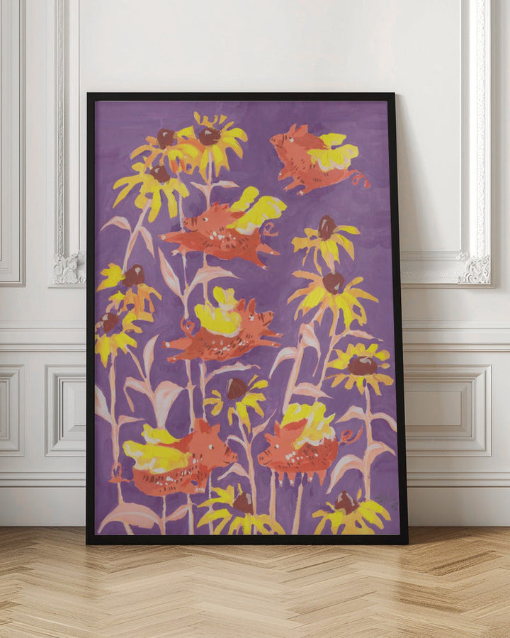 Flying Piglets - Stretched Canvas, Poster or Fine Art Print I Heart Wall Art