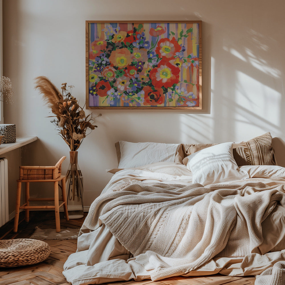 Folk Bouquet - Stretched Canvas, Poster or Fine Art Print I Heart Wall Art
