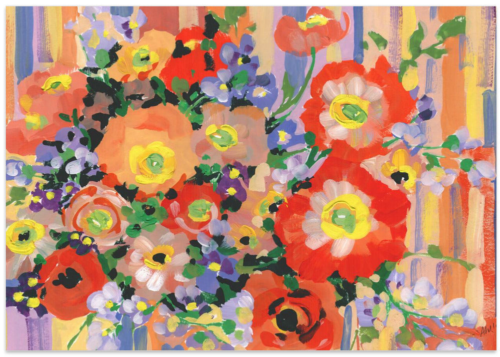 Folk Bouquet - Stretched Canvas, Poster or Fine Art Print I Heart Wall Art