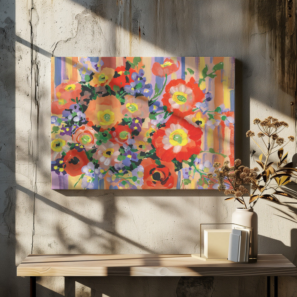 Folk Bouquet - Stretched Canvas, Poster or Fine Art Print I Heart Wall Art
