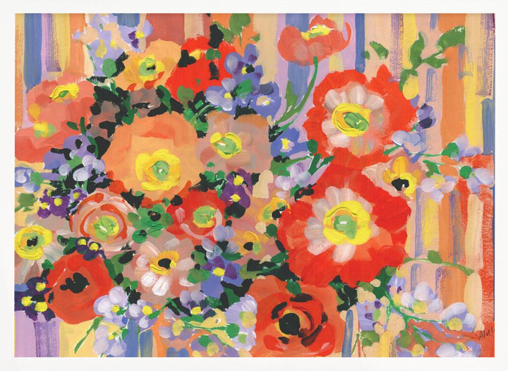 Folk Bouquet - Stretched Canvas, Poster or Fine Art Print I Heart Wall Art