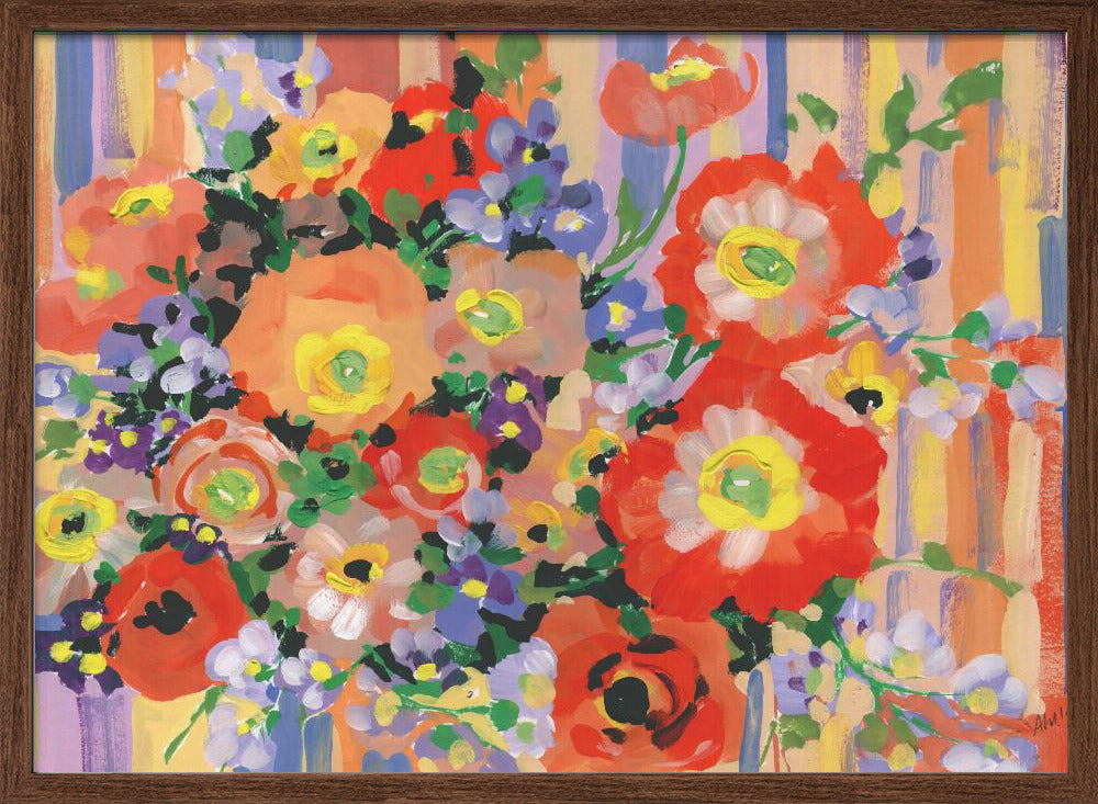 Folk Bouquet - Stretched Canvas, Poster or Fine Art Print I Heart Wall Art