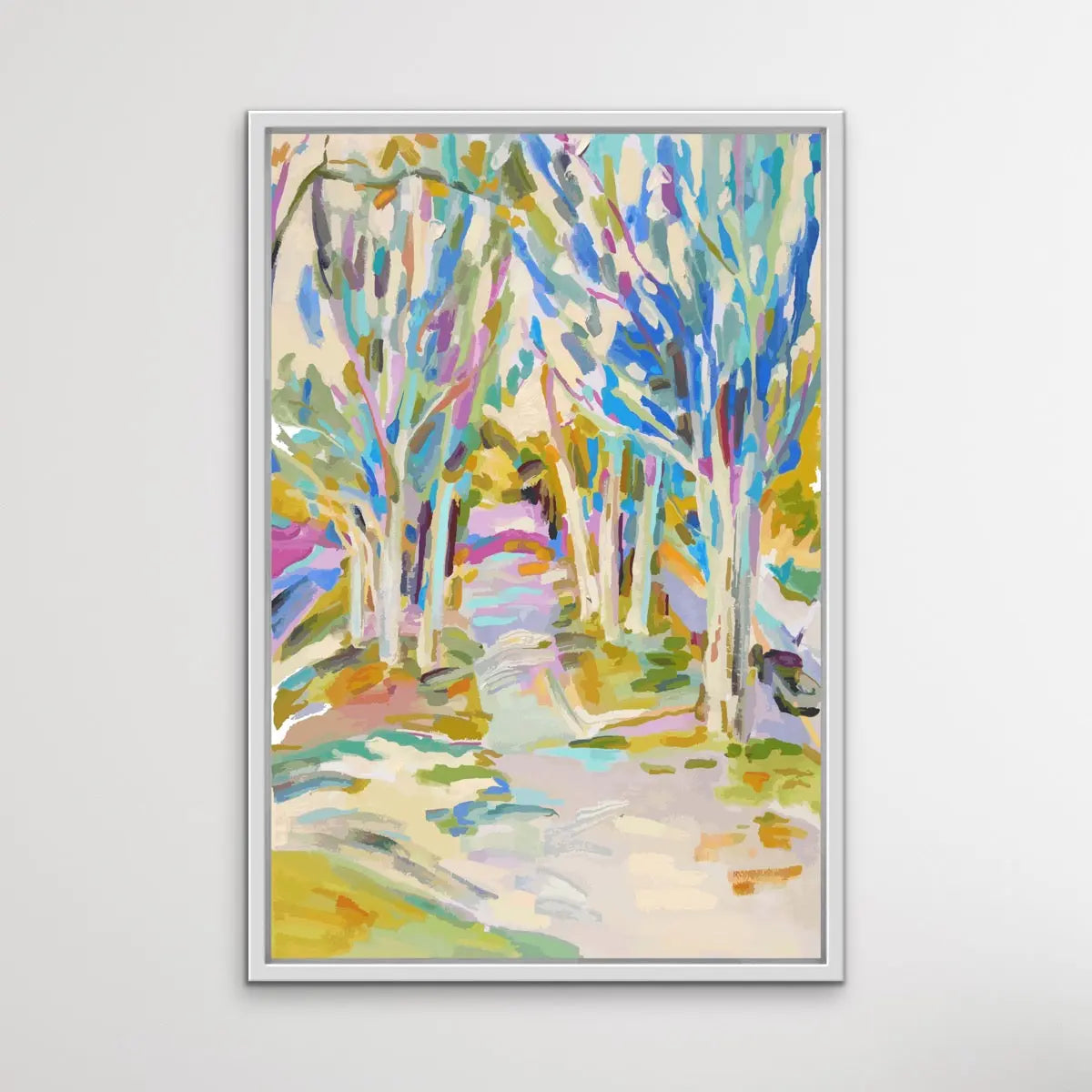 Forest Walk - Abstract Colourful Landscape Artwork in Soft Tones - I Heart Wall Art