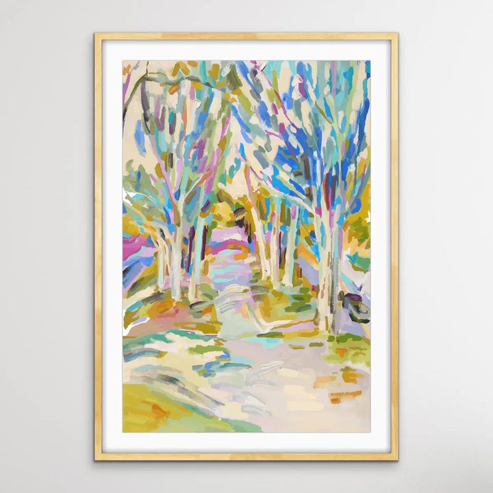 Forest Walk - Abstract Colourful Landscape Artwork in Soft Tones - I Heart Wall Art
