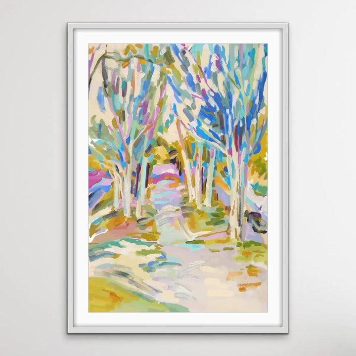 Forest Walk - Abstract Colourful Landscape Artwork in Soft Tones - I Heart Wall Art