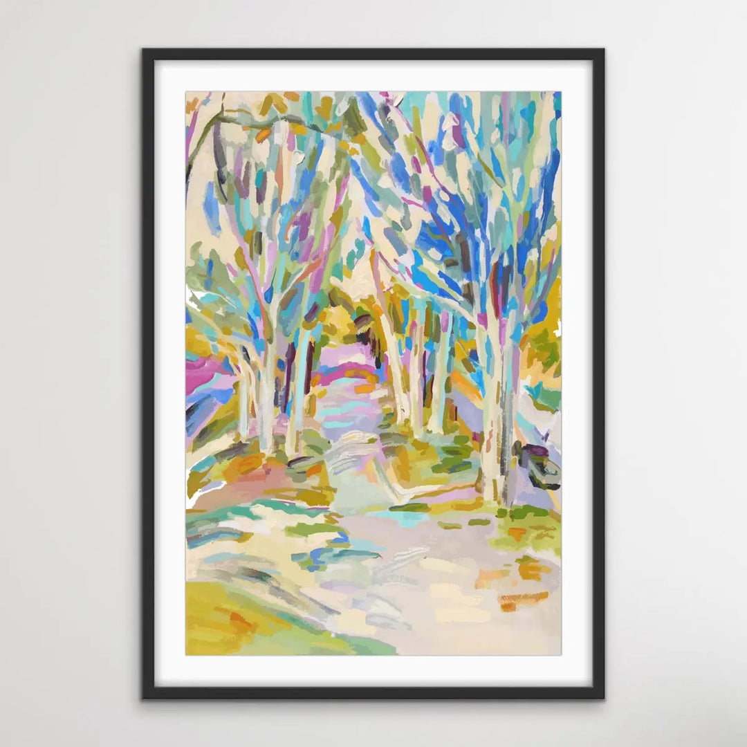 Forest Walk - Abstract Colourful Landscape Artwork in Soft Tones - I Heart Wall Art