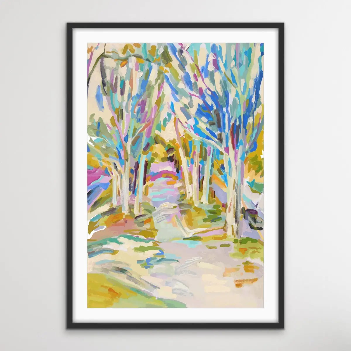 Forest Walk - Abstract Colourful Landscape Artwork in Soft Tones - I Heart Wall Art
