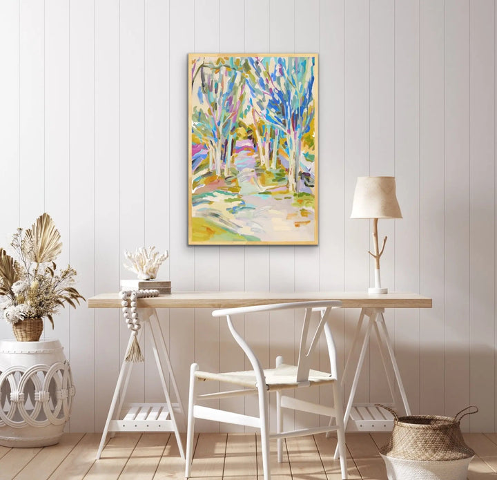 Forest Walk - Abstract Colourful Landscape Artwork in Soft Tones - I Heart Wall Art