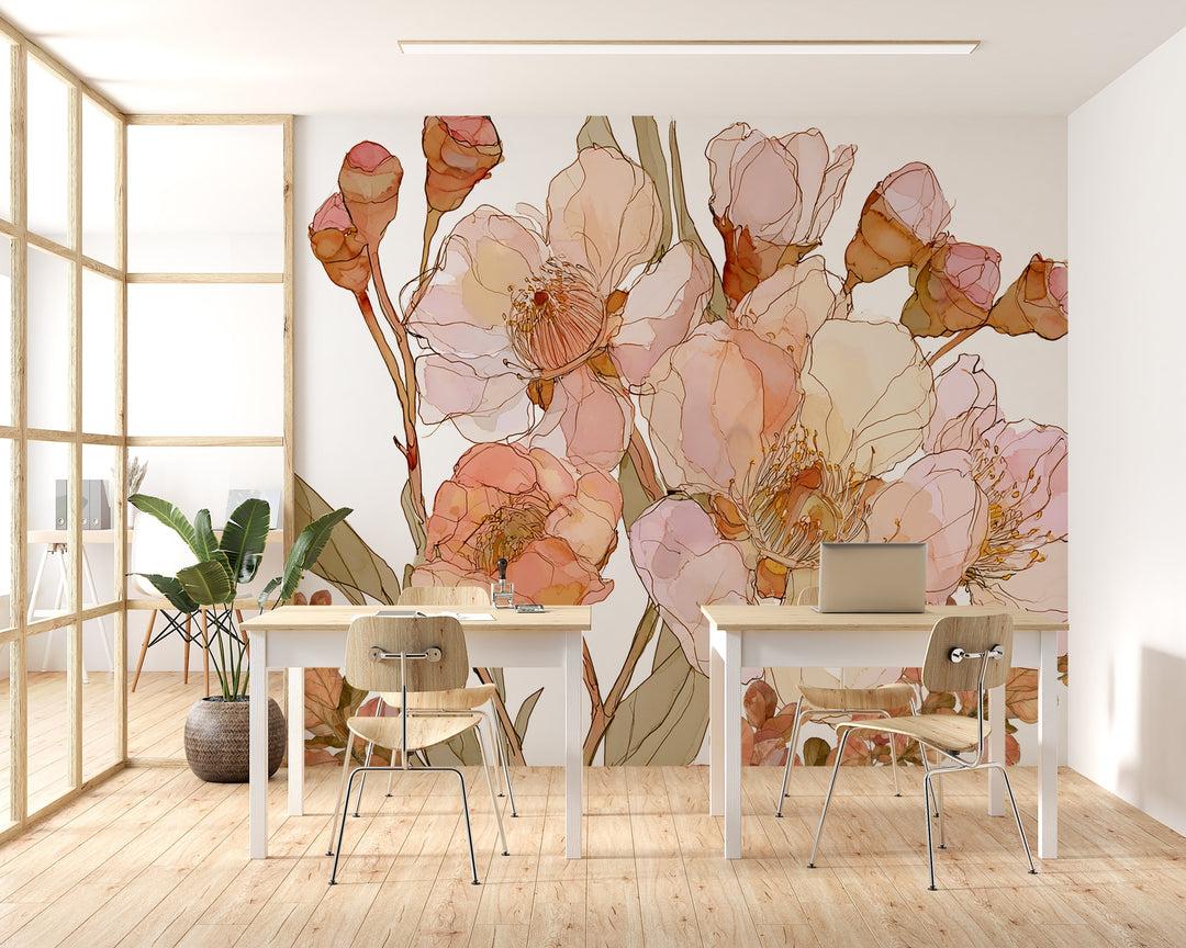 Forever in Bloom - Floral Peel and Stick Premium Wallpaper Mural