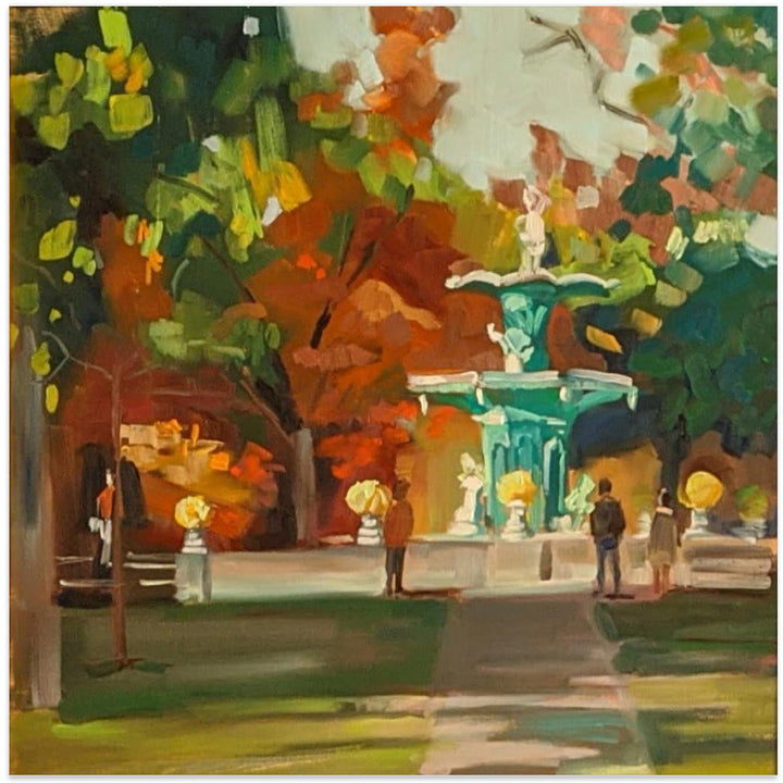 Fountain - Square Stretched Canvas, Poster or Fine Art Print I Heart Wall Art