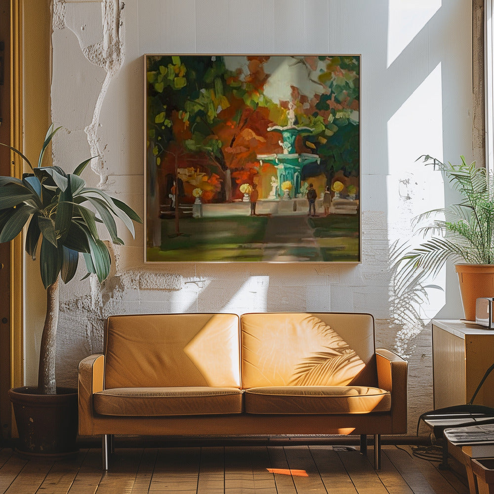 Fountain - Square Stretched Canvas, Poster or Fine Art Print I Heart Wall Art