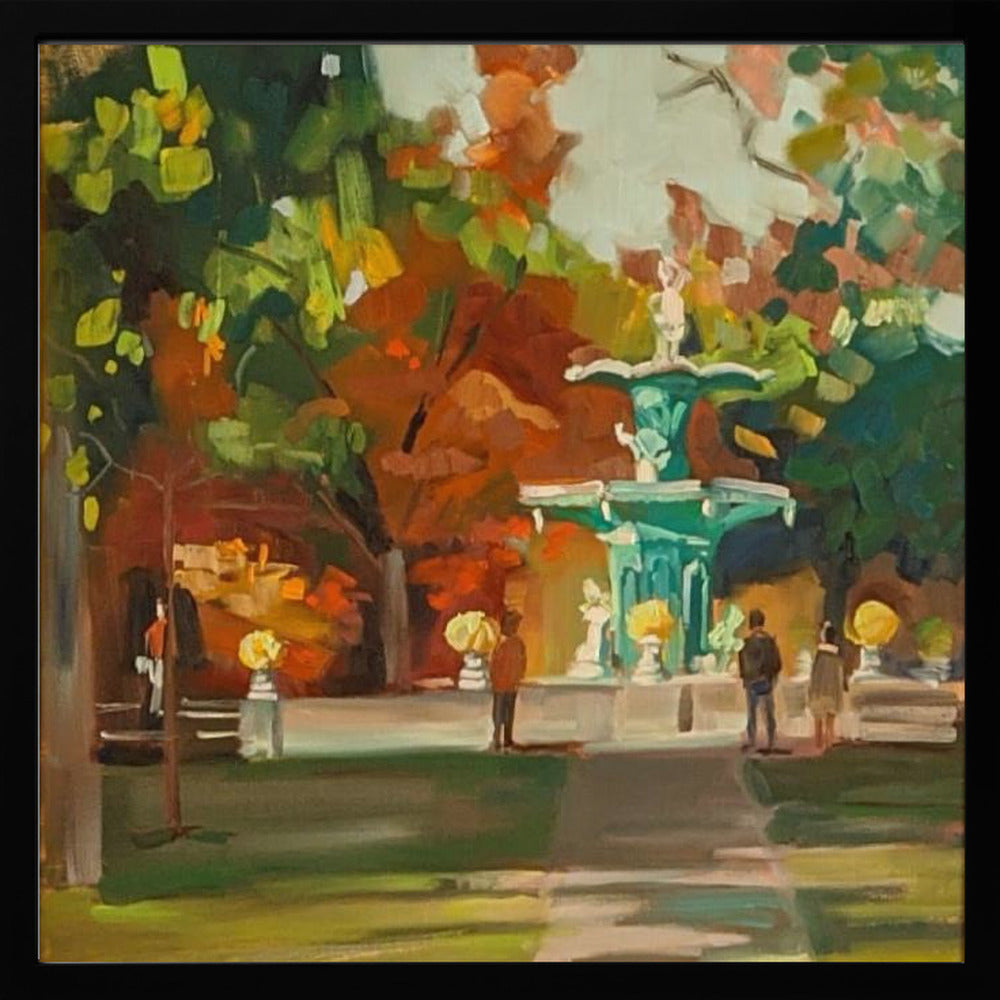 Fountain - Square Stretched Canvas, Poster or Fine Art Print I Heart Wall Art