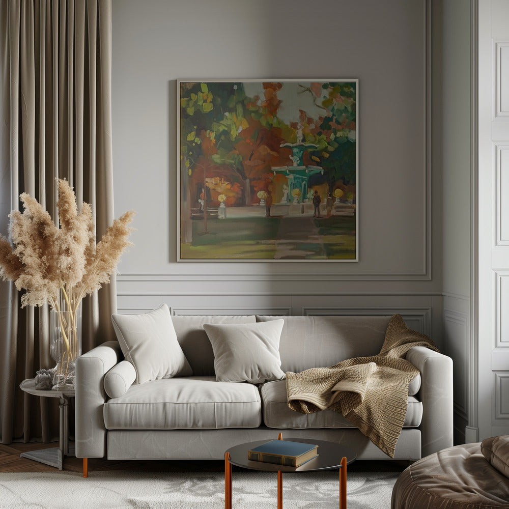 Fountain - Square Stretched Canvas, Poster or Fine Art Print I Heart Wall Art