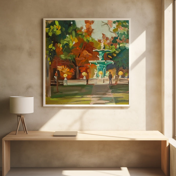 Fountain - Square Stretched Canvas, Poster or Fine Art Print I Heart Wall Art