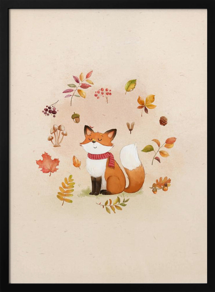 Fox In Fall Foliage - Stretched Canvas, Poster or Fine Art Print I Heart Wall Art