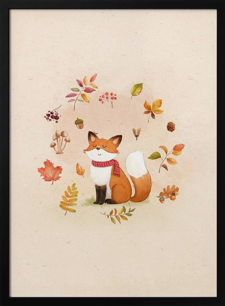 Fox In Fall Foliage - Stretched Canvas, Poster or Fine Art Print I Heart Wall Art