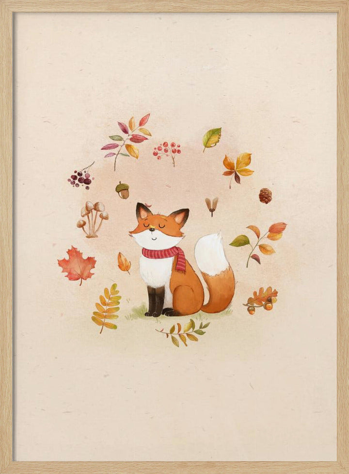 Fox In Fall Foliage - Stretched Canvas, Poster or Fine Art Print I Heart Wall Art