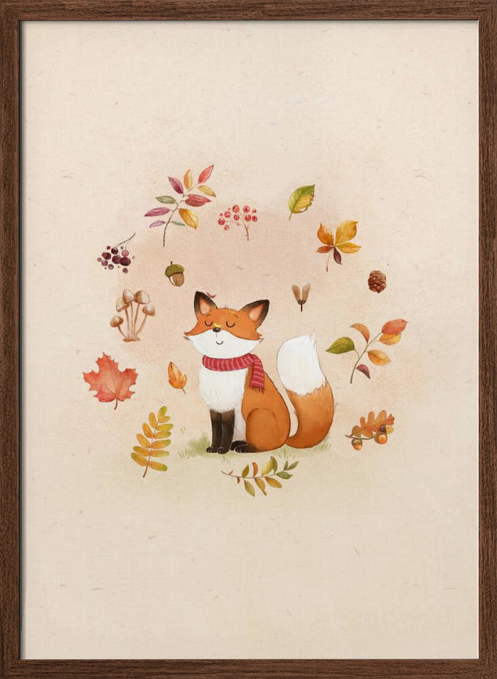 Fox In Fall Foliage - Stretched Canvas, Poster or Fine Art Print I Heart Wall Art