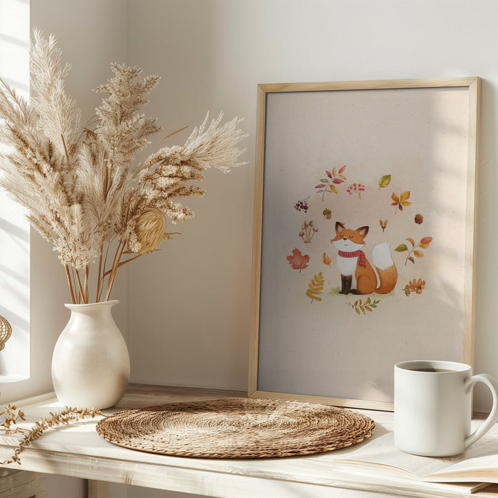 Fox In Fall Foliage - Stretched Canvas, Poster or Fine Art Print I Heart Wall Art