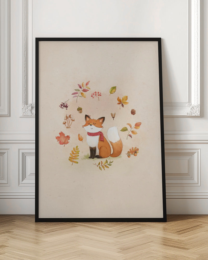 Fox In Fall Foliage - Stretched Canvas, Poster or Fine Art Print I Heart Wall Art