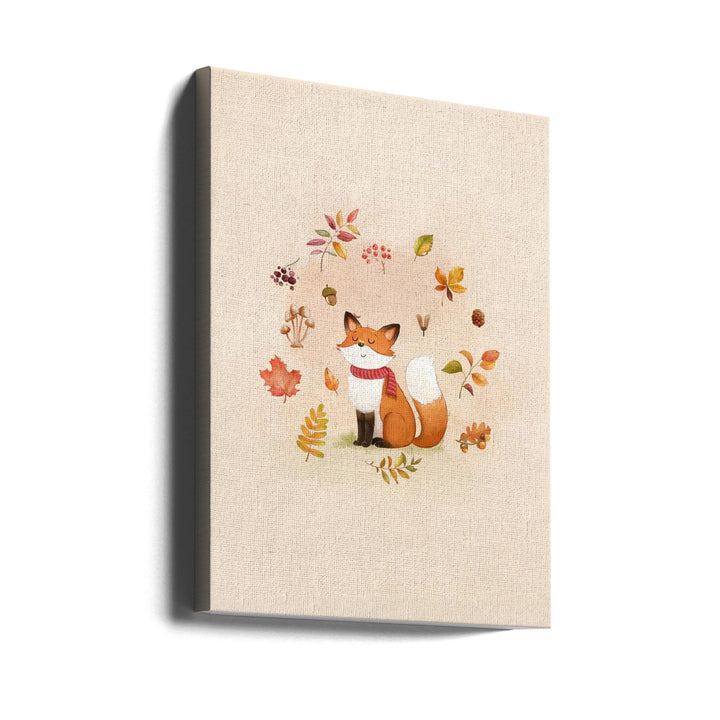 Fox In Fall Foliage - Stretched Canvas, Poster or Fine Art Print I Heart Wall Art