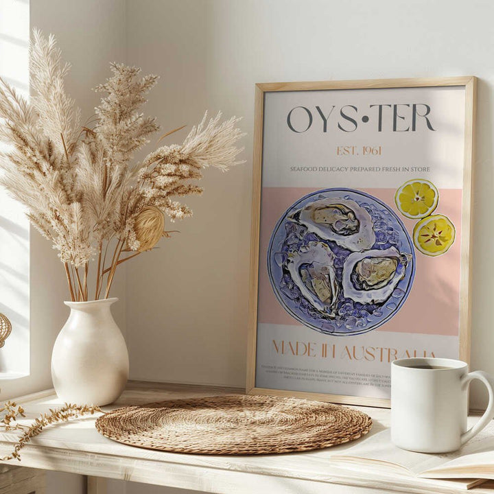 Fresh Oysters with Lemon Slices - Stretched Canvas, Poster or Fine Art Print - I Heart Wall Art - Poster Print, Canvas Print or Framed Art Print