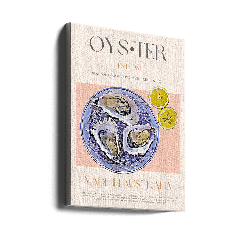 Fresh Oysters with Lemon Slices - Stretched Canvas, Poster or Fine Art Print - I Heart Wall Art - Poster Print, Canvas Print or Framed Art Print