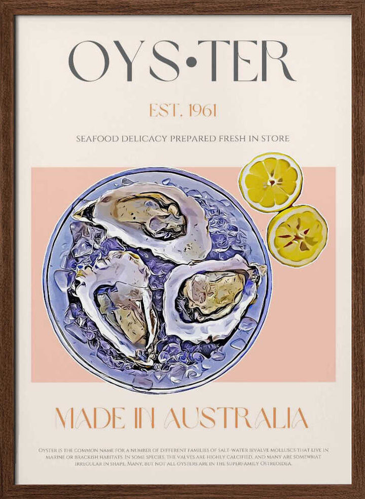Fresh Oysters with Lemon Slices - Stretched Canvas, Poster or Fine Art Print - I Heart Wall Art - Poster Print, Canvas Print or Framed Art Print