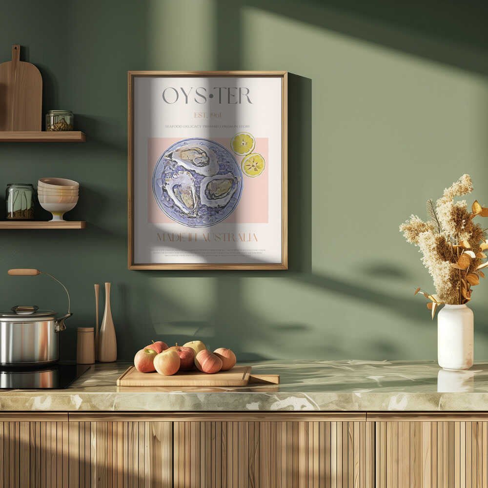 Fresh Oysters with Lemon Slices - Stretched Canvas, Poster or Fine Art Print - I Heart Wall Art - Poster Print, Canvas Print or Framed Art Print