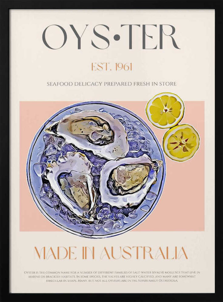 Fresh Oysters with Lemon Slices - Stretched Canvas, Poster or Fine Art Print - I Heart Wall Art - Poster Print, Canvas Print or Framed Art Print