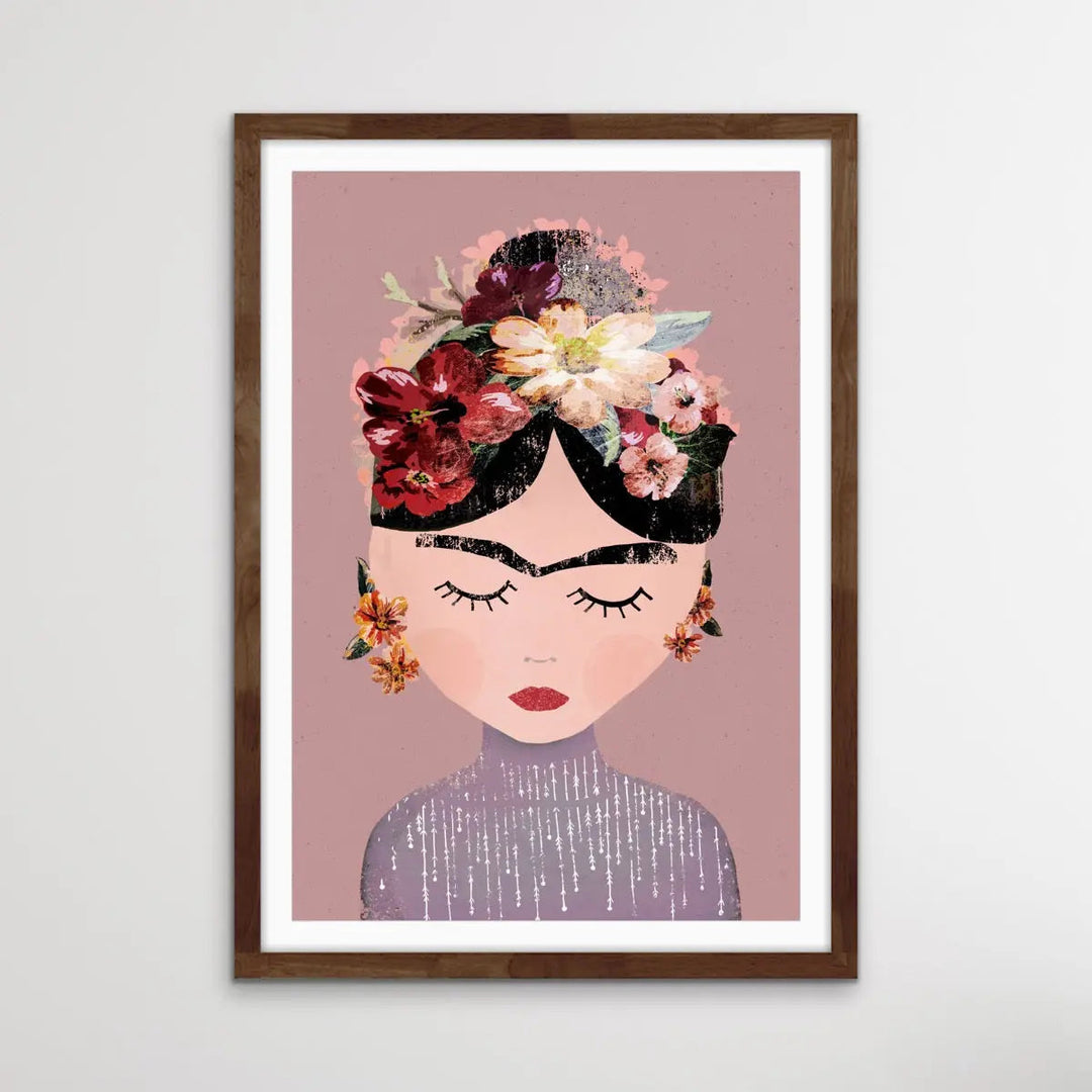 Frida (Pastel Version) - Colourful Frida Kahlo Illustration by TreeChild Available as a Canvas or Paper Print I Heart Wall Art Australia 