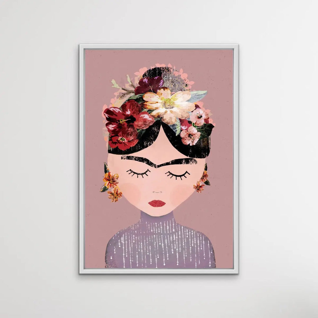 Frida (Pastel Version) - Colourful Frida Kahlo Illustration by TreeChild Available as a Canvas or Paper Print I Heart Wall Art Australia 