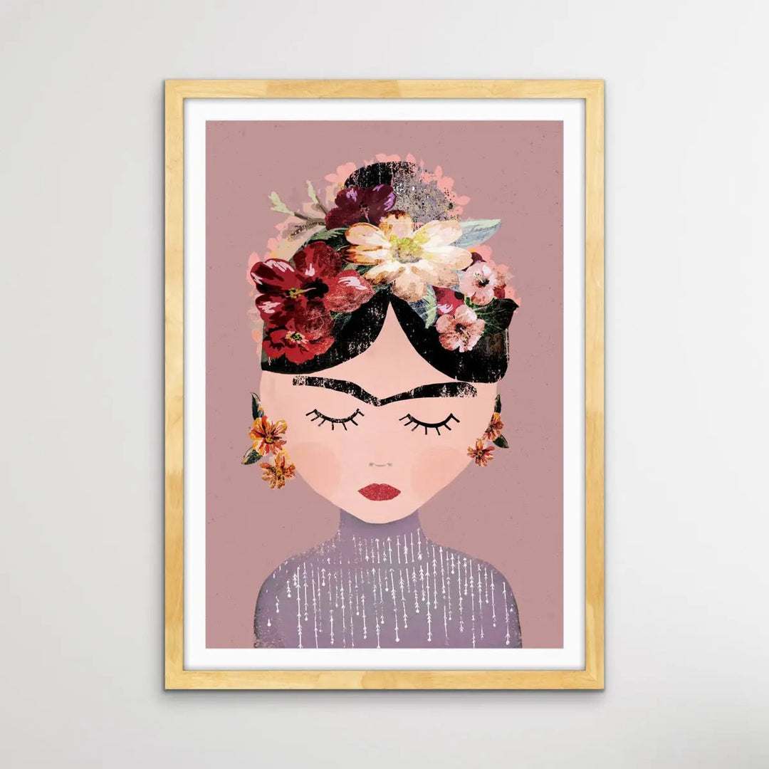 Frida (Pastel Version) - Colourful Frida Kahlo Illustration by TreeChild Available as a Canvas or Paper Print I Heart Wall Art Australia 