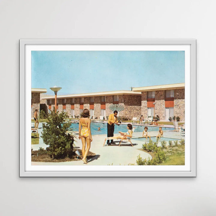 Friendliest Stop Sign On The Road - Vintage Motel Pool Print - I Heart Wall Art