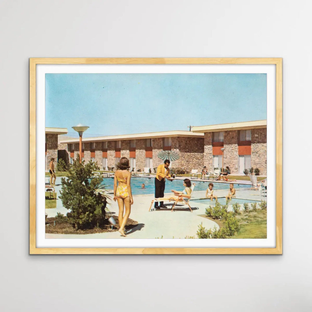 Friendliest Stop Sign On The Road - Vintage Motel Pool Print - I Heart Wall Art