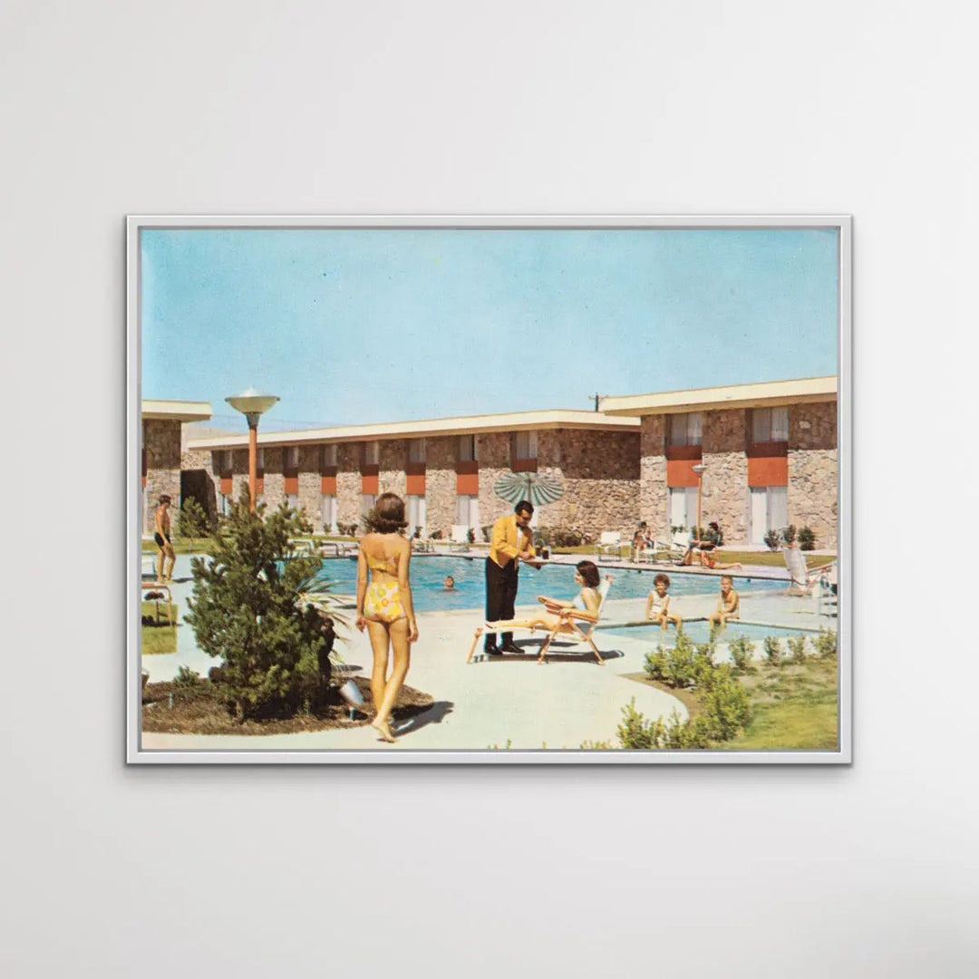 Friendliest Stop Sign On The Road - Vintage Motel Pool Print - I Heart Wall Art