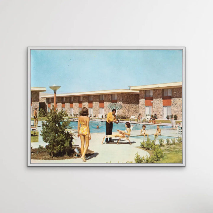 Friendliest Stop Sign On The Road - Vintage Motel Pool Print - I Heart Wall Art